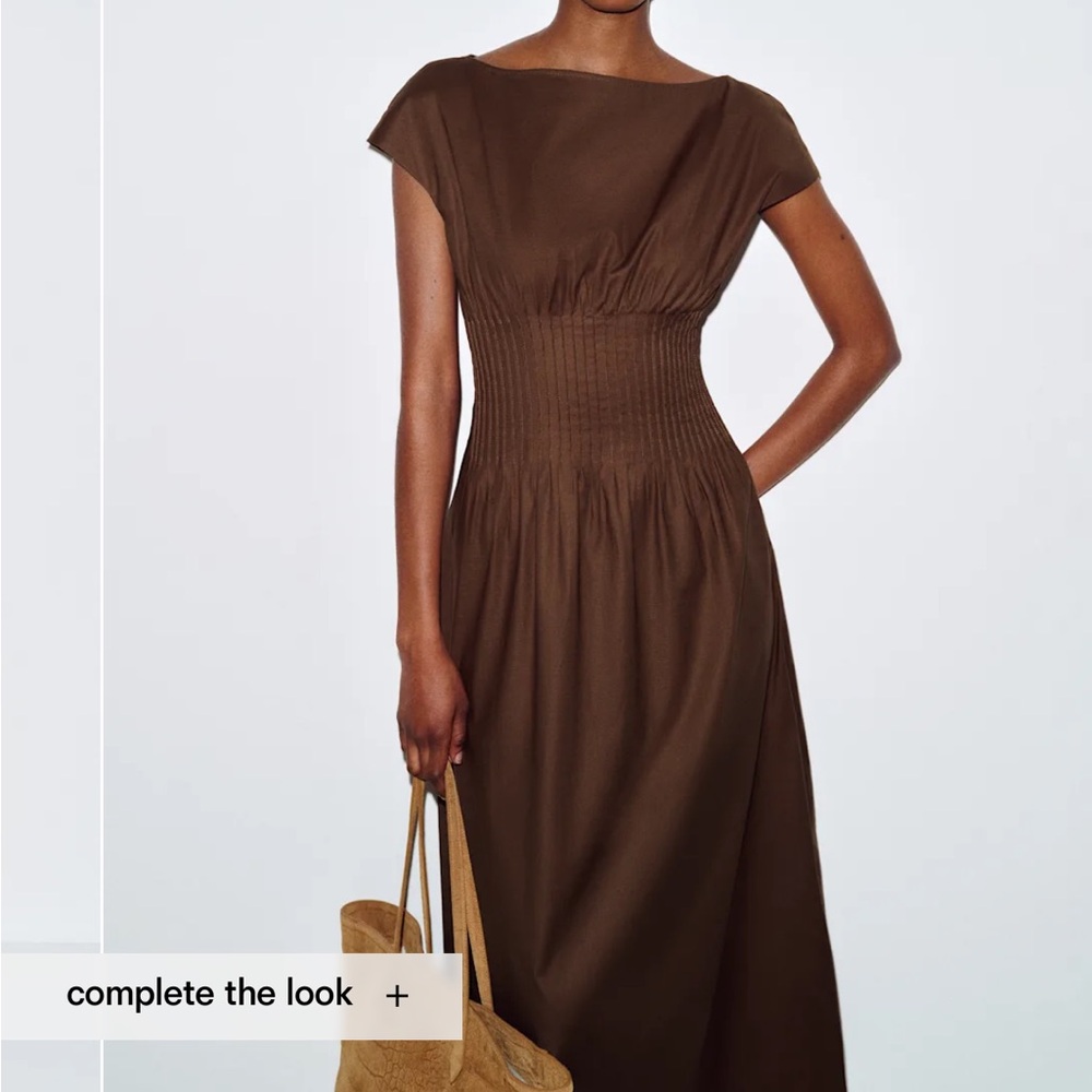 Reformation Aintana Dress Cafe Brown Midi NWT Size 4 - Picture 2 of 5